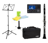 Classic Cantabile CLK-10 Clarinetto in Sib, alta qualità, sistema Böhm, 17 chiavi, 5 anelli. Set con clip-tuner, leggio, supporto, panno pulizia, custodia e grasso per sughero.