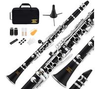 Clarinetto Eastar B Flat per Principianti, Clarinetto in Ebanite Nichelato con 2 Canne, 3 Ance, Guanti Bianchi, Custodia Rigida, Cleaning Kt, ECL-300