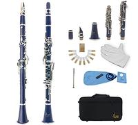 Clarinetto in Bachelite a 17 Tasti Tono BB con Placcatura in Nichel Anti-ossidazione Bottone Rimovibile e Compatto Design di Apertura Accurato Adatto per Studenti Principianti Comodo e Pratico(Blu)