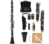 Clarinetto in sib per principianti, Clarinetto in bachelite a 17 tasti per studenti Strumenti musicali per banda e orchestra di fiati con ance, custodia, panno per la pulizia, cacciavite(Nero)