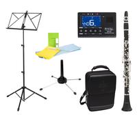 Clarinetto in Sib Stile Tedesco 20 Chiavi Argento Ebonite Astuccio Leggii Set