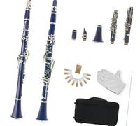 Clarinetto per principianti Clarinetto nero blu scuro 17 tasti tono Sib Clarinetto professionale in bachelite per strumenti a fiato con scatola (Color : Blue)