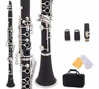 Clarinetto Piatto Nero Ebanite B Con 2 Barili, Custodia, 10 Canne, Boccaglio Clarinetti (Color : Black)