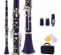 Clarinetto Piatto Nero Ebanite B Con 2 Barili, Custodia, 10 Canne, Boccaglio Clarinetti (Color : Deep lule)