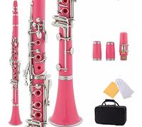 Clarinetto Piatto Nero Ebanite B Con 2 Barili, Custodia, 10 Canne, Boccaglio (Color : Pink)