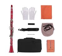 Clarinetto professionale ABS 17- Clarinetto Chiave BB Appartamento Con Guanti Da Trasporto Guanti Di Pulizia Panno Di Pulizia Caso 10pcs Reeds clarinetto (Color : Crimson)