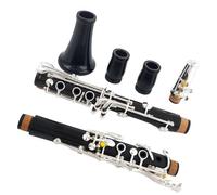 Clarinetto Strumento 17 Tasti Un Tono Palissandro Argentato/Ebano Clarinetto Placcato Oro Clarinetto Con Corpo In Legno Massello Con Custodia (Color : Ebony)