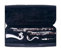 Clarinetto Strumento Clarinetto Basso Corpo In Tubo Di Legno Di Cocobolo Chiavi Placcate Argento Clarinetto Tono SIb Do Basso Con Custodia Per Il Trasporto