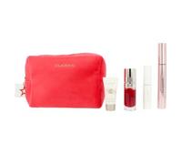Clarins Make-up Heroes cofanetto regalo: mascara Wonder Perfect Mascara 4D 8ml + olio labbra Lip Comfort Oil 7 ml 03 Cherry + base SOS Primer White 5 ml + base e siero mascara SOS Lashes Serum Mascara