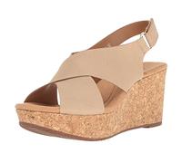 Clarks Annadel Eirwyn - Sandali da donna con zeppa, Nabuk di sabbia, 11 Wide