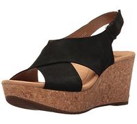 Clarks Annadel Eirwyn - Sandali da donna con zeppa, Nabuk nero, 8 Wide