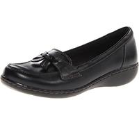 Clarks Ashland Bubble, Mocassini Slip-On Donna, Schwarzes Leder, 37 EU Larga