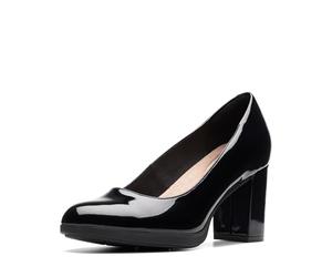 Clarks Bayla Skip Pump Donna, Nero Vernice Sintetica, 39 EU