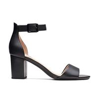 Clarks Deva Mae, Sandali con Cinturino alla Caviglia Donna, Black Leather, 36 EU
