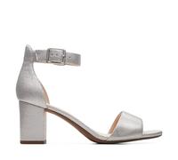 Clarks Deva Mae, Sandali con Cinturino alla Caviglia Donna, Silver Metallic, 37 EU