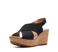 Clarks Donna Annadel Eirwyn Sandali con zeppa, Pelle nabuk nera, 44 C/D EUR
