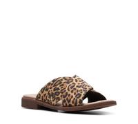Clarks Donna Declan Ivy Tan Leopard Suede Sandalo Con Imbottitura UK 4,5,6 D