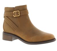 Clarks Donna Stivali Caviglia Maye Cinturino IN Pelle Zip Marrone Taglia UK