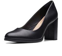 Clarks Freva85 Court, Pump Donna, Pelle Nera, 42 EU