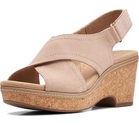 Clarks Giselle Cove, Sandali con Zeppa Donna, Pelle Color Sabbia, 41.5 EU