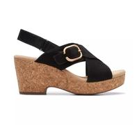 Clarks Giselle Dove, Sandali con Zeppa Donna, Nabuk Nero, 41 EU