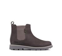 Clarks HeathSeaGTXK, Stivali Chelsea Bambini e ragazzi, Grigio (Dark Grey Lea), 34 EU