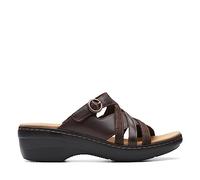 Clarks Merliah Holly, Sandali a Ciabatta Donna, Pelle Marrone Scuro, 41.5 EU