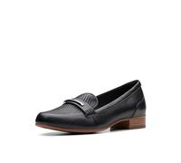 Clarks - Mocassini da Donna con Tacco a Blocco, Pelle Nera, 7 Wide