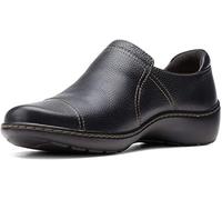 Clarks Women's Cora Poppy Loafers (Black Tumbled, 7.5)