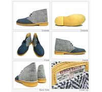 Clarks Originali Uomo Scarponcini Navy Pettine Harris Tweed UK 7,8, 9,10, 11 F