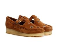 Clarks Originals - Wallabee - Scarpe marroni in camoscio decorate con cinturino a T-Marrone 42