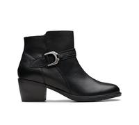 Clarks Premium Anfibi da donna Neva con fibbia, in pelle nera, 37, Pelle nera, 37 EU