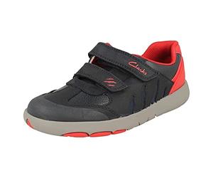 Clarks Rex Play T, Low-Top Unisex - Bambini e ragazzi, Blu (Navy/Red Lea), 21 EU
