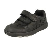 Clarks Rex Stride K Childrens Black Leather, 10.5