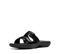 Clarks Sandali Breeze Piper Slide da donna, laccati neri, sintetici, Nero vernice sintetica, 43 EU