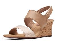 Clarks Sandali da donna Kyarra Faye con zeppa, Beige caldo Lea, 41 EU