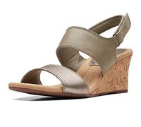 Clarks Sandali da donna Kyarra Faye con zeppa, Pelle oliva, 41.5 EU