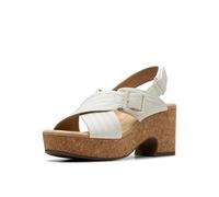Clarks Sandali da donna Nerisa West Cork con zeppa, Pelle bianca, 40.5 EU
