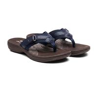 Clarks Sandali infradito da donna Breeze Sea - comode infradito con gancio regolabile e supporto per arco - casual estivi da indossare tutti i giorni, Blu navy/marrone, 41 EU