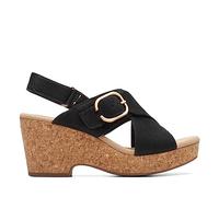 Clarks Sandalo da donna con zeppa Giselle Dove, Nabuk nero., 8 UK Wide