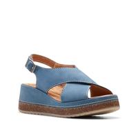 Clarks Sandalo da donna con zeppa Kassanda Step, Nubuck blu, 39 EU