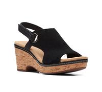 Clarks Sandalo donna Giselle Sea Zeppa, Camoscio nero, 40.5 EU