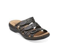 Clarks Sandalo Donna Leisa Cacti Slide, Pelle nera, 38 EU
