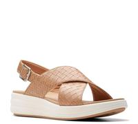 Clarks Sandalo Drift Sun con zeppa da donna, Beige caldo sintetico, 42 EU