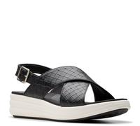 Clarks Sandalo Drift SunWedge Donna, Tessuto sintetico nero, 39 EU