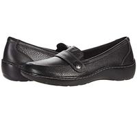 Clarks Scarpe Basse da Donna Cora Daisy, Pelle Nera Tumbled, 10 X-Wide