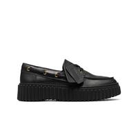 Clarks Scarpe da donna con lacci Torhill Boat, in pelle liscia nera