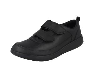Clarks Scarpe Scolastiche Bambino Scape Flare Y In Pelle Nere Hook & Loop