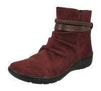 Clarks Stivaletti da donna con treccia dettagliata Cora BraidBoot, Rosso bordeaux., 37 EU