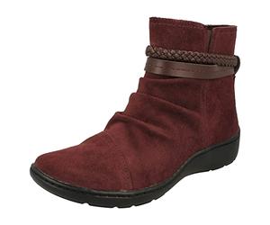 Clarks Stivaletti da donna con treccia dettagliata Cora BraidBoot, Rosso bordeaux., 39 EU